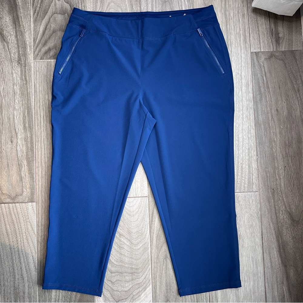 Chico’s Zenergy Pants Women’s 14 Blue Neema Cropped Pull on Active Stretch